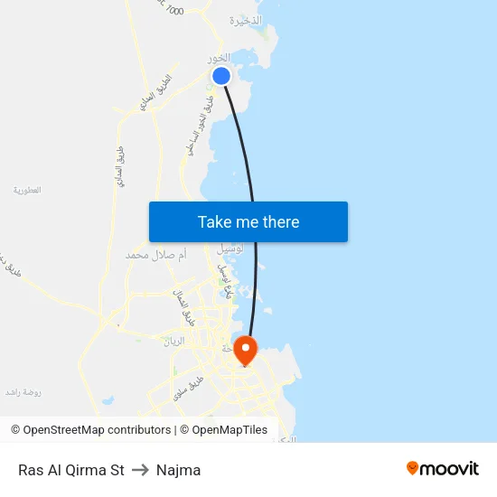 Ras Al Qirma St to Najma map