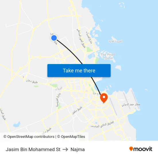 Jasim Bin Mohammed St to Najma map