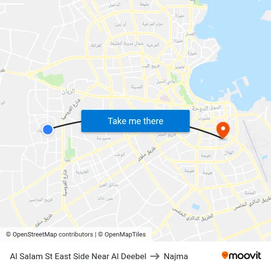 Al Salam Street East Side Near Al Deebel to Najma map
