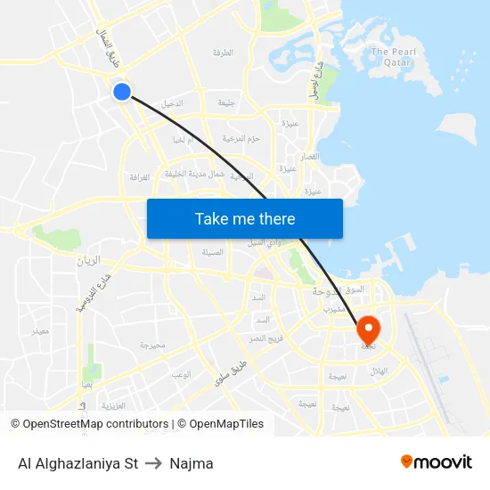 Al Alghazlaniya St to Najma map