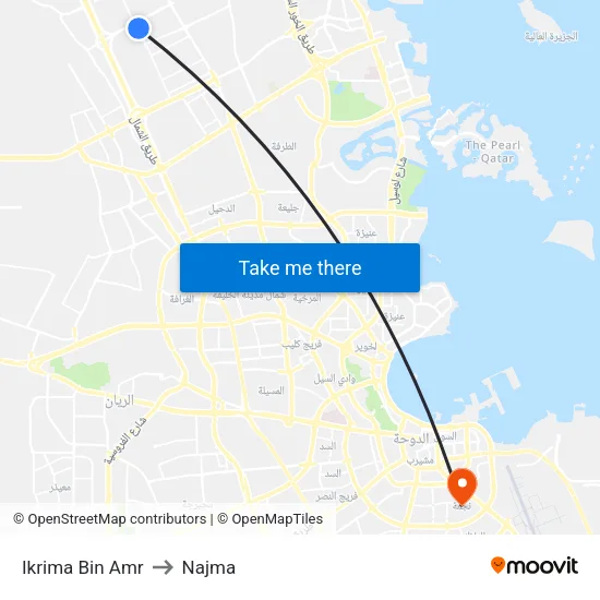 Ikrima Bin Amr to Najma map