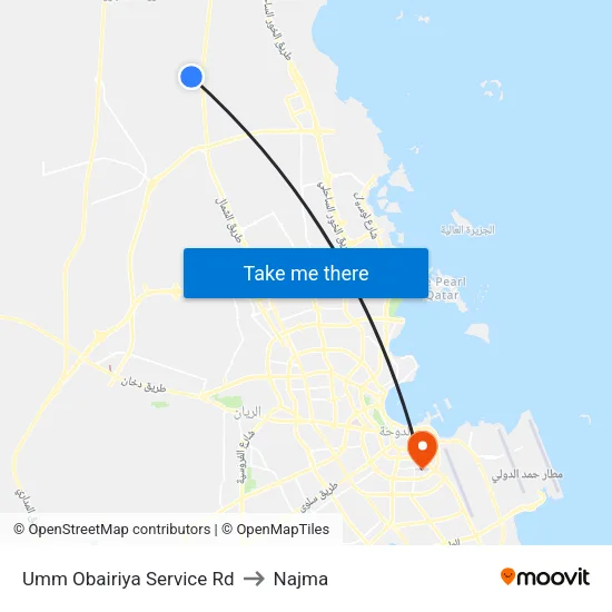 Umm Obairiya Service Road to Najma map