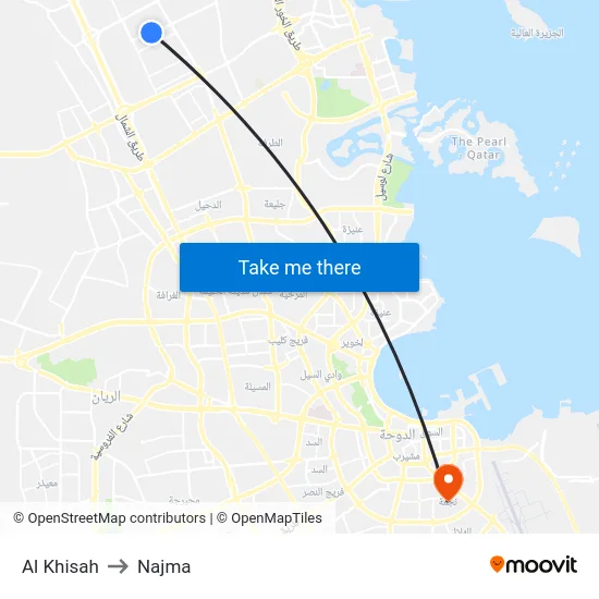 Al Khisah to Najma map