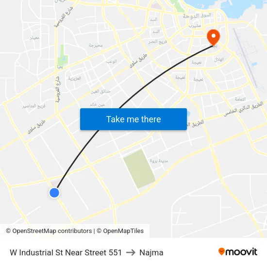 W Industrial St Near Street 551 to Najma map