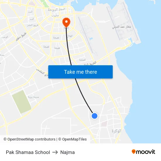 Pak Shamaa School to Najma map
