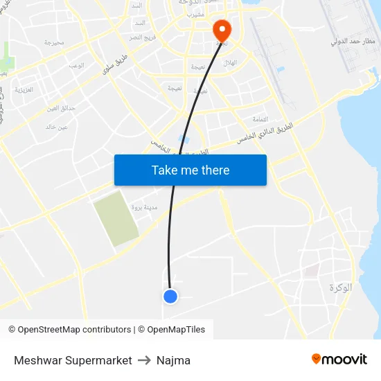 Meshwar Supermarket to Najma map