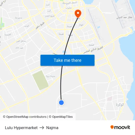 Lulu Hypermarket to Najma map