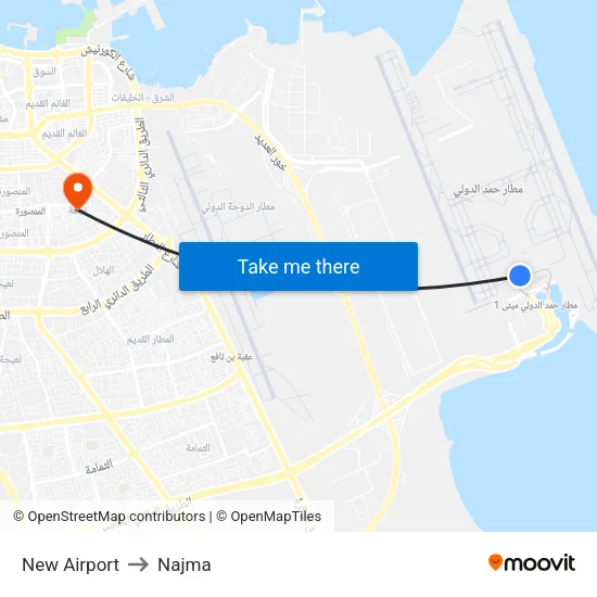 New Airport to Najma map