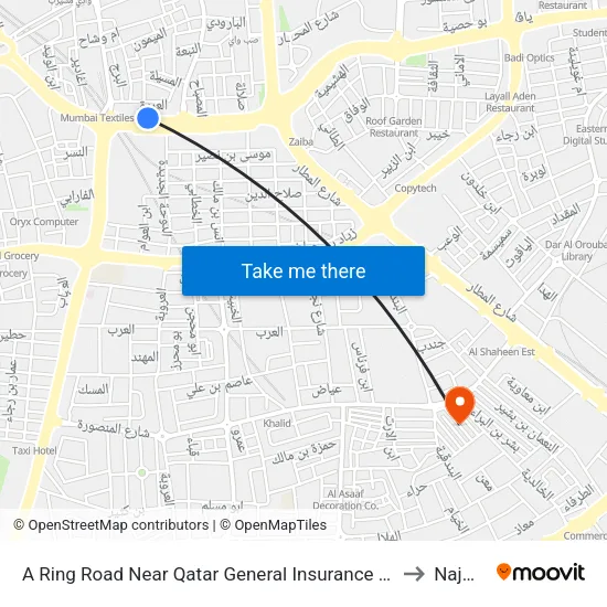 A Ring Road Near Qatar General Insurance Co to Najma map