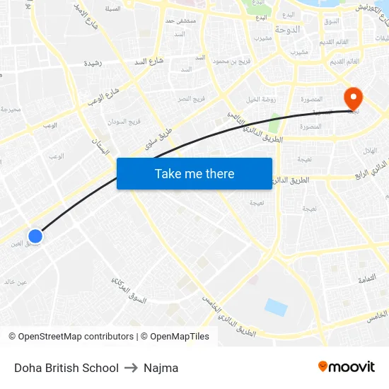 Doha British School to Najma map