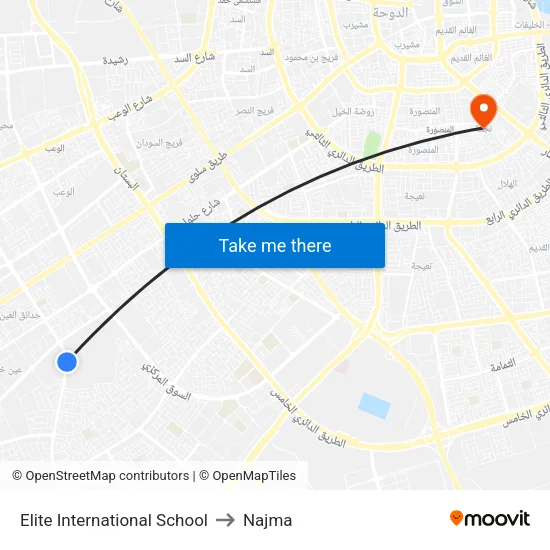 Elite International School to Najma map