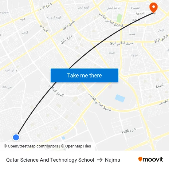 Qatar Science And Technology School to Najma map