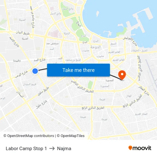 Labor Camp Stop 1 to Najma map