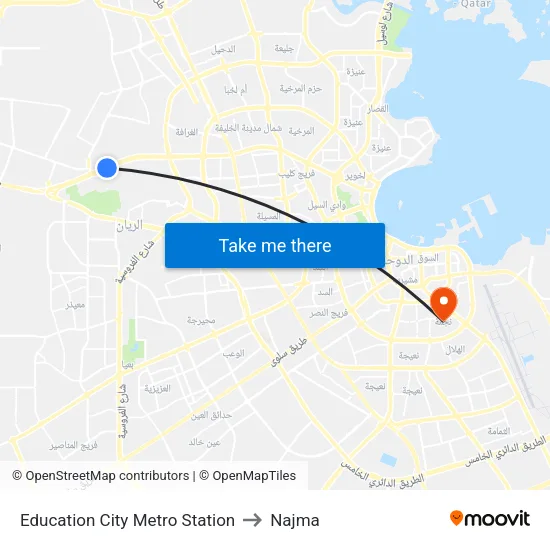Education City Metro Station to Najma map