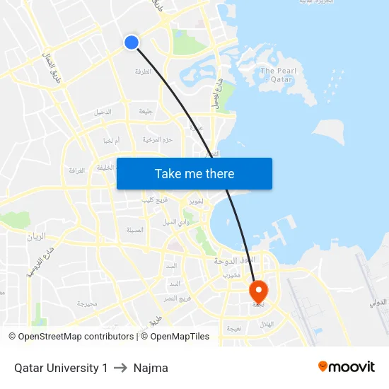 Qatar University 1 to Najma map