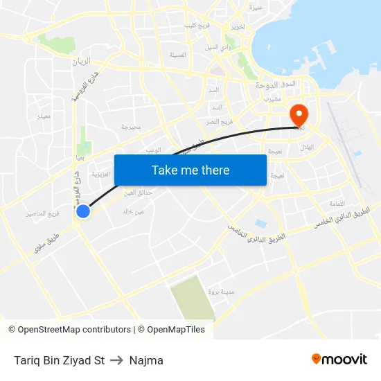 Tariq Bin Ziyad St to Najma map