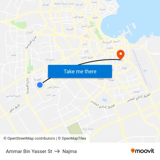 Ammar Bin Yasser St to Najma map