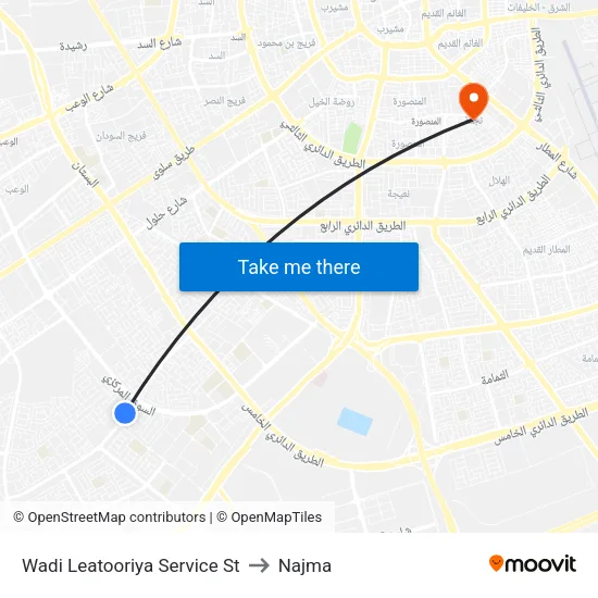 Wadi Leatooriya Service St to Najma map