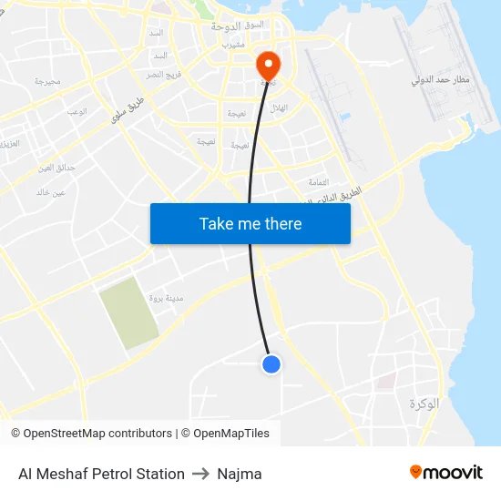Al Meshaf Petrol Station to Najma map