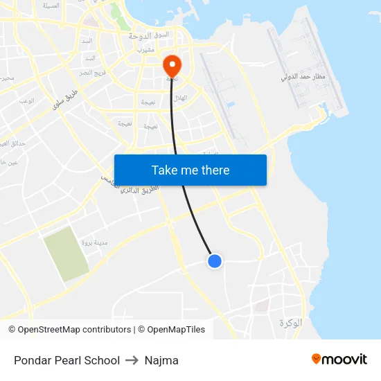 Pondar Pearl School to Najma map