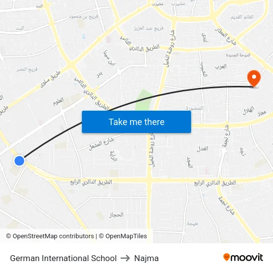 German International School to Najma map