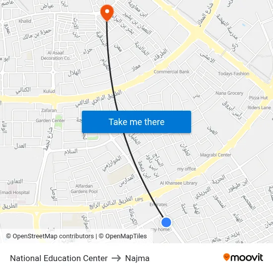 National Education Center to Najma map
