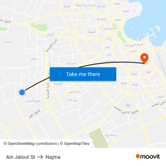 Ain Jalout St to Najma map