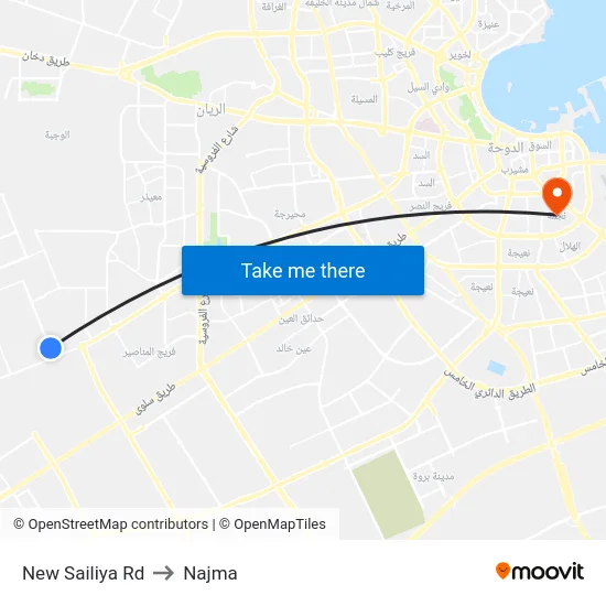 New Sailiya Rd to Najma map