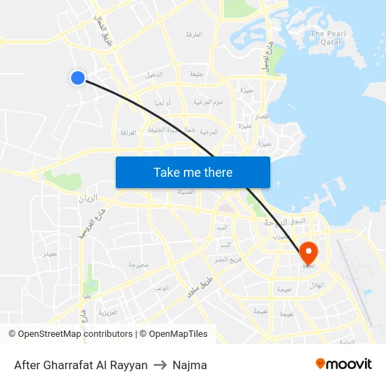 After Gharrafat Al Rayyan to Najma map