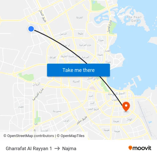 Gharrafat Al Rayyan 1 to Najma map