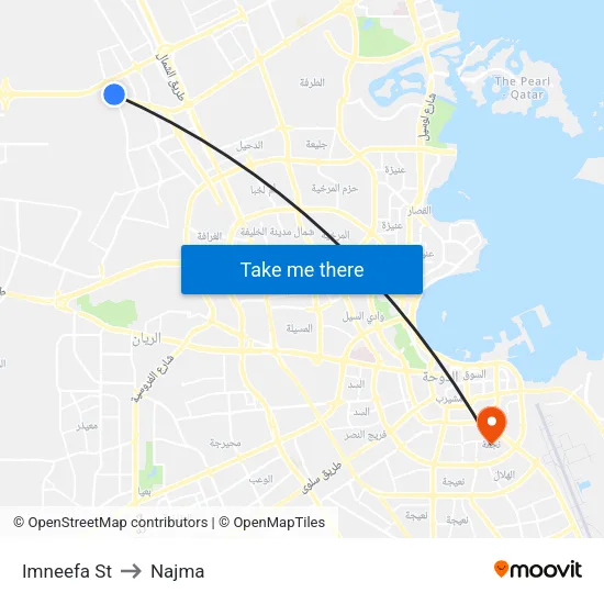 Imneefa St to Najma map