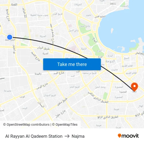 Al Rayyan Al Qadeem Station to Najma map