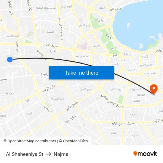 Al Shaheeniya St to Najma map