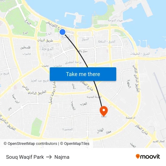 Souq Waqif Park to Najma map