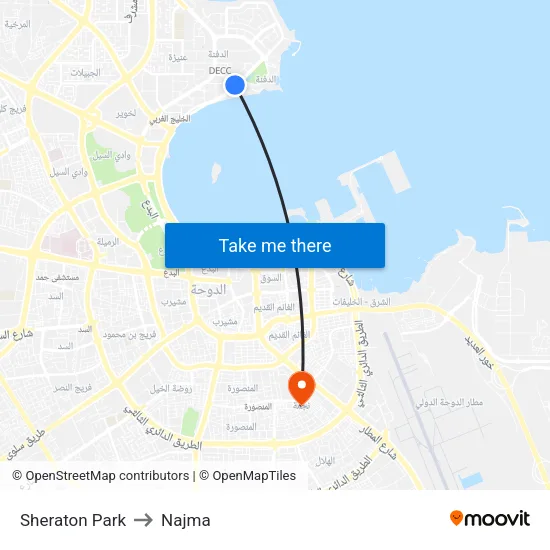 Sheraton Park to Najma map