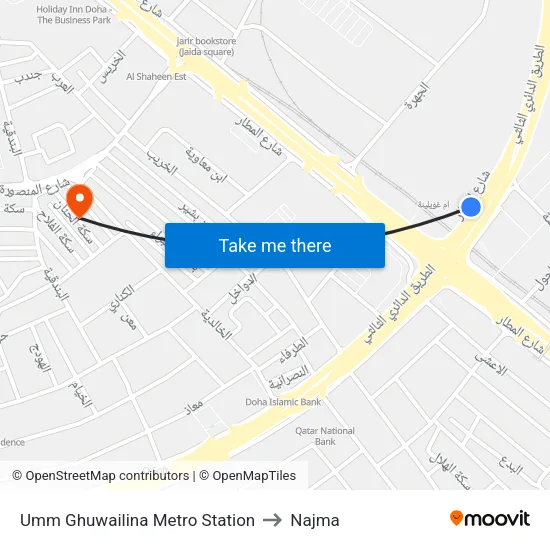 Umm Ghuwailina Metro Station to Najma map