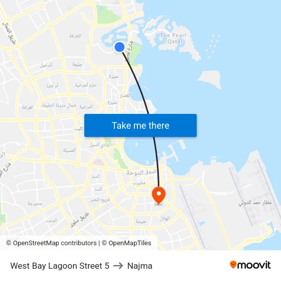 West Bay Lagoon Street 5 to Najma map