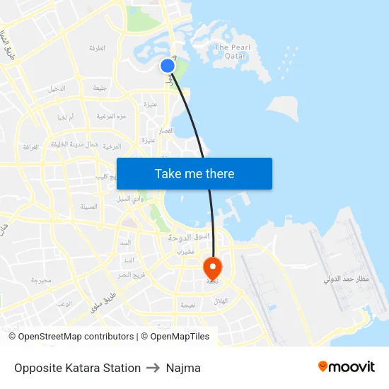 Opposite Katara Station to Najma map