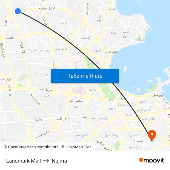 Landmark Mall to Najma map