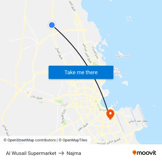 Al Wusail Supermarket to Najma map