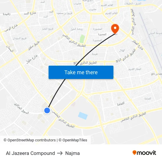 Al Jazeera Compound to Najma map