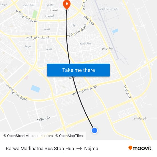 Barwa Madinatna Bus Stop Hub to Najma map