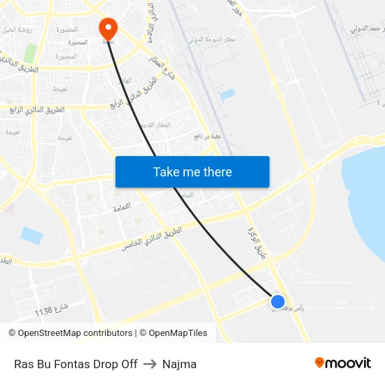 Ras Bu Fontas Drop Off to Najma map
