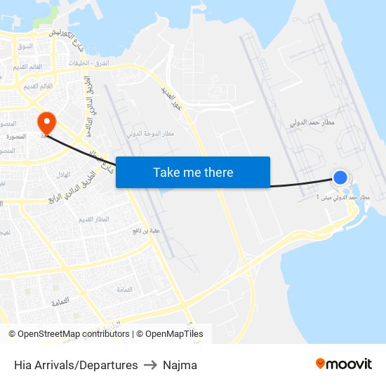 Hia Arrivals/Departures to Najma map