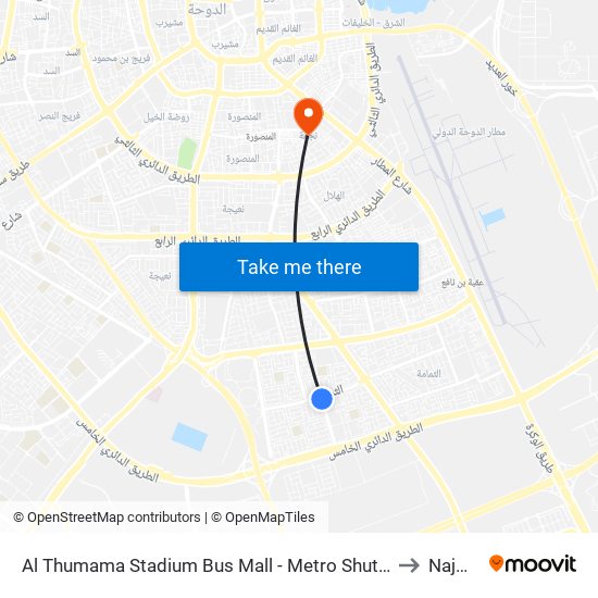 Al Thumama Stadium Bus Mall - Metro Shuttle to Najma map