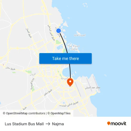 Lus Stadium Bus Mall to Najma map