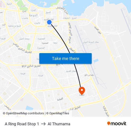 A Ring Road Stop 1 to Al Thumama map
