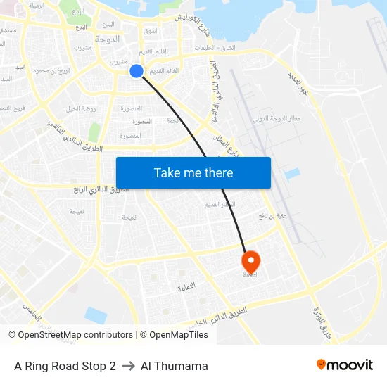 A Ring Road Stop 2 to Al Thumama map