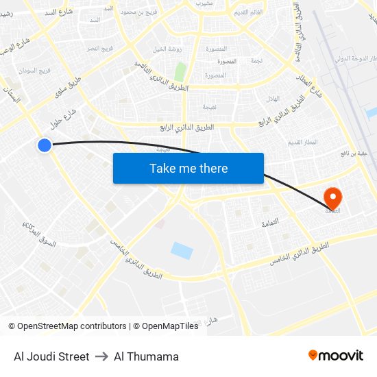 Al Joudi Street to Al Thumama map