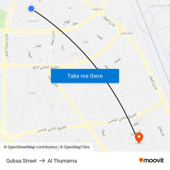 Qubaa Street to Al Thumama map